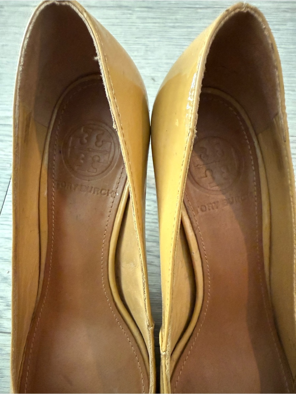 Tory Burch Sally Peep Toe Wedge Pumps Nude Size 6.5 - Picture 4 of 7